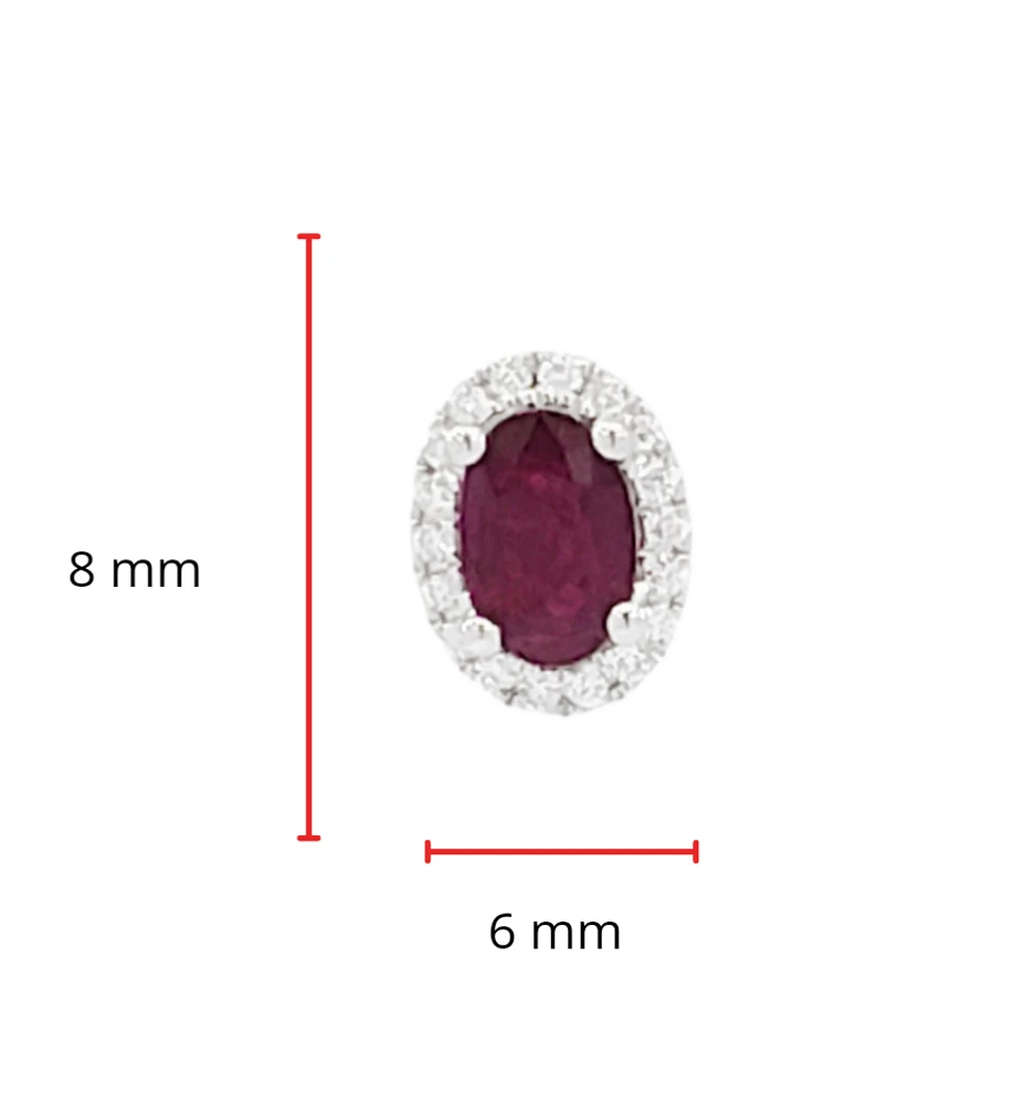18K White Gold Ruby and Diamond Halo Stud Earrings