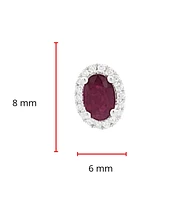 18K White Gold Ruby and Diamond Halo Stud Earrings