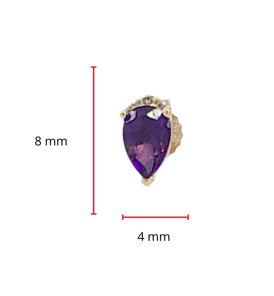 10K Gold Amethyst and Diamond Earrings