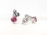 10K White Gold 0.90cttw Pink Tourmaline and 0.012cttw Diamond Stud Earrings with Butterfly Backings