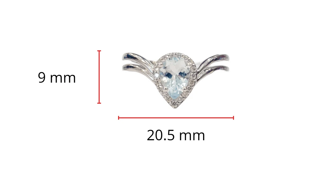 10K White Gold 0.60cttw Aquamarine and 0.10cttw Diamond Ring, size 7