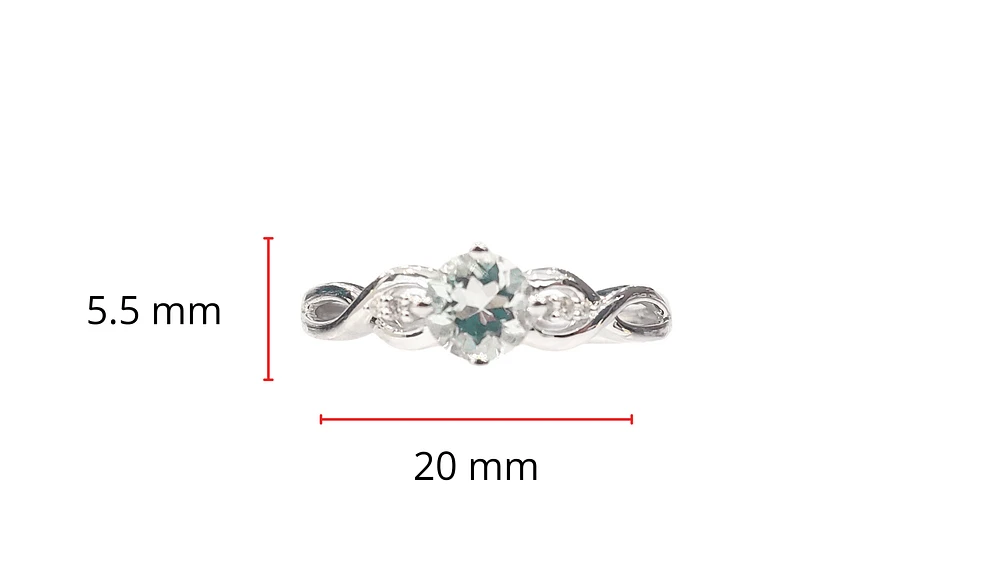 10K White Gold 0.50cttw Aquamarine and 0.02cttw Diamond Ring, size 7 - 4.5