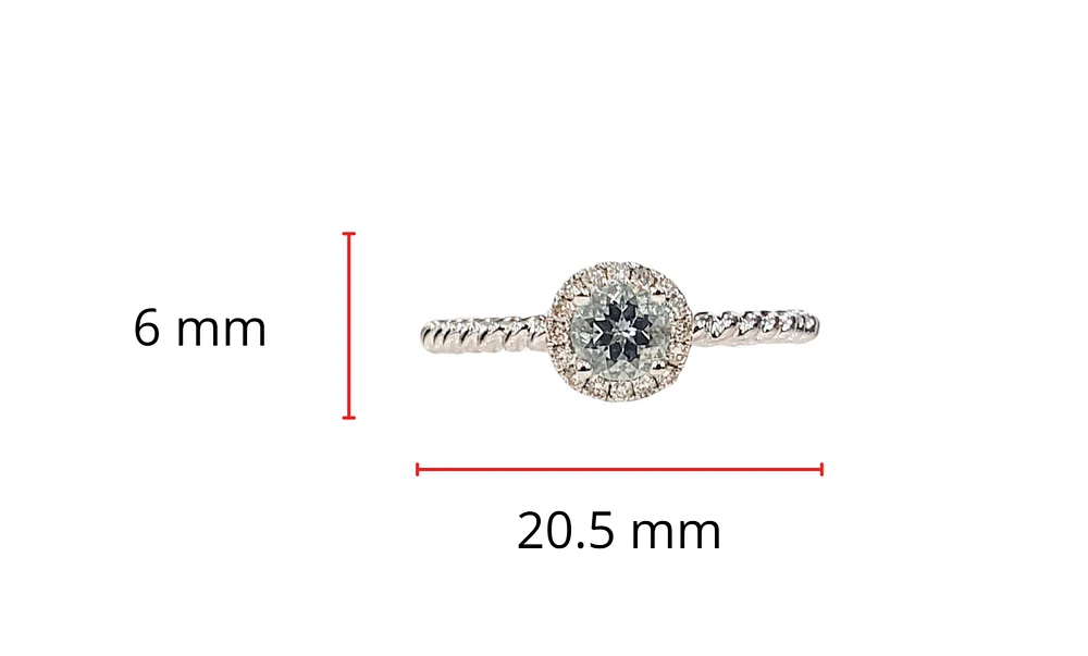 10K White Gold 0.30cttw Aquamarine and 0.08cttw Diamond Ring, size 7