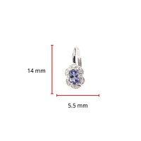 10K White Gold Tanzanite and Diamond Earrings with Lever Backs