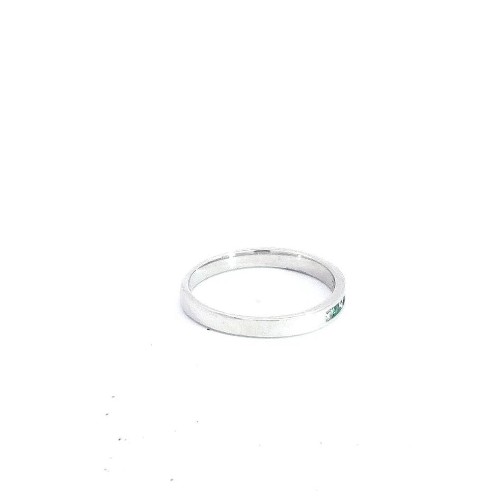 14K White Gold Emerald and Diamond Ring - Size 6