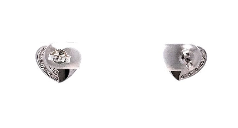 Sterling Silver 0.07cttw Diamond Heart Earrings
