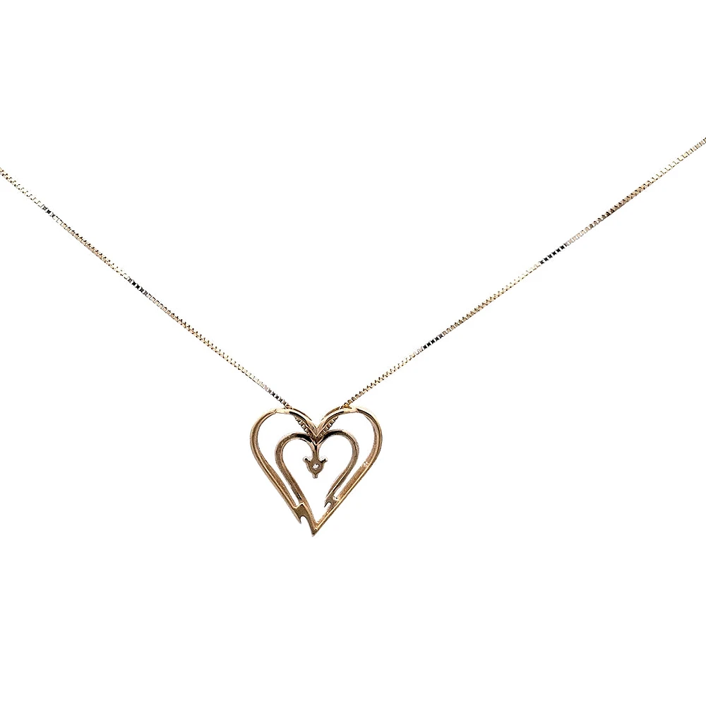 10K Yellow Gold 0.04cttw Canadian Diamond Heart Pendant, 18"
