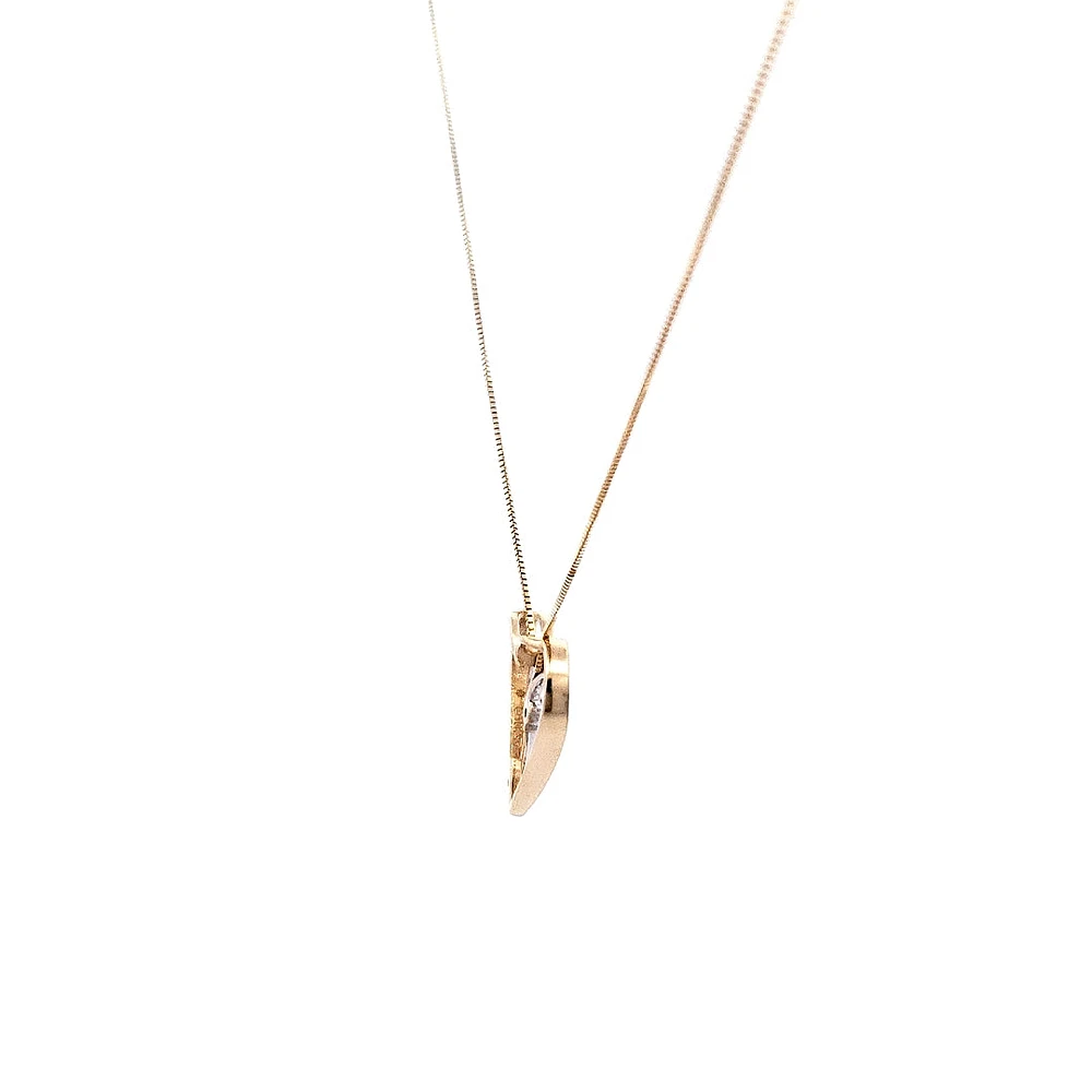 10K Yellow Gold 0.04cttw Canadian Diamond Heart Pendant, 18"
