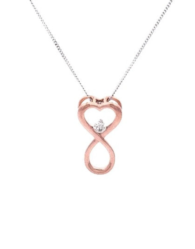 10K Rose Gold 0.04cttw Diamond Heart / Infinity Pendant, 18"