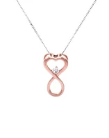 10K Rose Gold 0.04cttw Diamond Heart / Infinity Pendant, 18"