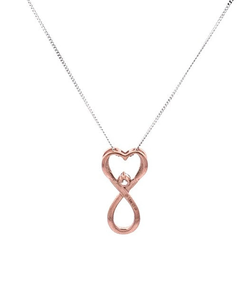 10K Rose Gold 0.04cttw Diamond Heart / Infinity Pendant, 18"