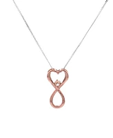 10K Rose Gold 0.04cttw Diamond Heart / Infinity Pendant, 18"