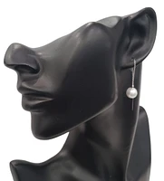 14K White Gold 9mm Cultured Pearl "Threader" Earring