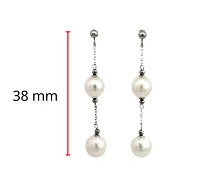 14K White Gold 7.5-8.0mm Cultured Pearl Dangle Earring