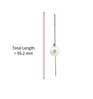 14K White Gold 9mm Cultured Pearl "Threader" Earring