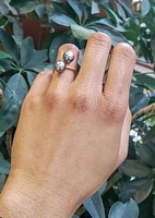14K Gold Tahitian Pearl and Diamond Ring