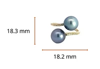 14K Gold Tahitian Pearl and Diamond Ring