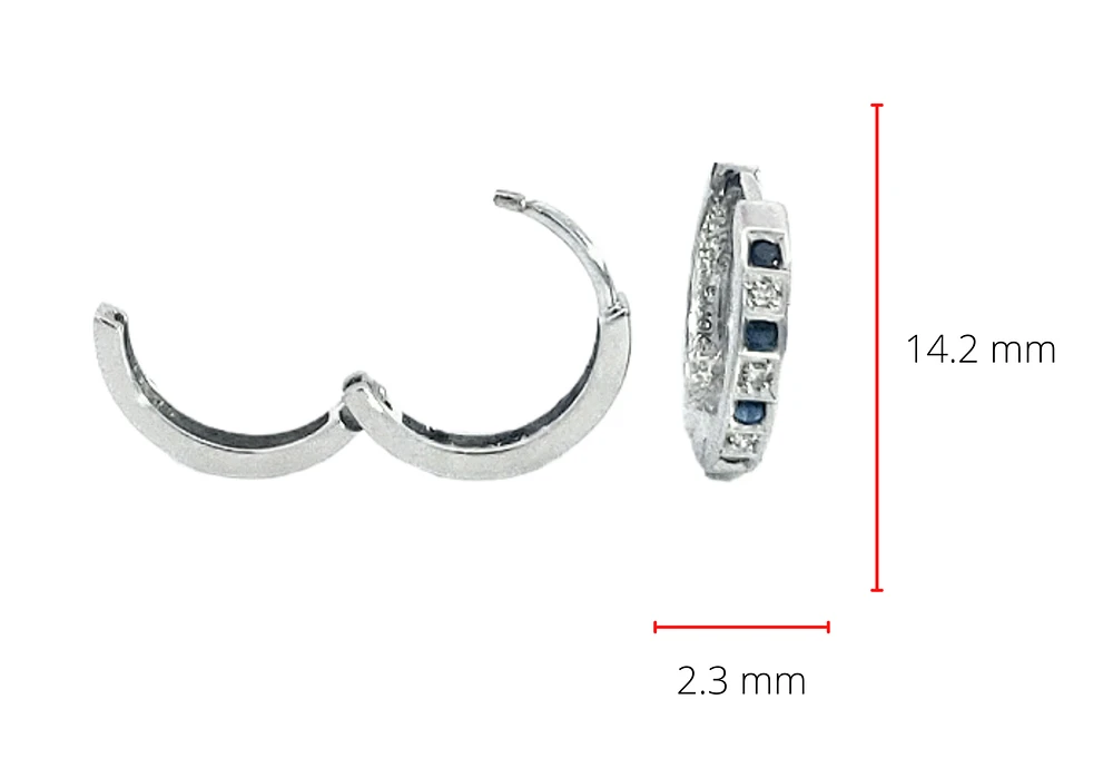 10K White Gold Sapphire and Diamond Earrings