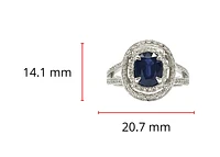 14K White Gold 1.60cttw Genuine Sapphire and 0.70cttw Diamond Ring, size 6.5
