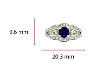 14K White Gold 1.00cttw Genuine Blue Sapphire and 0.94cttw Diamond Ring, size 6.5