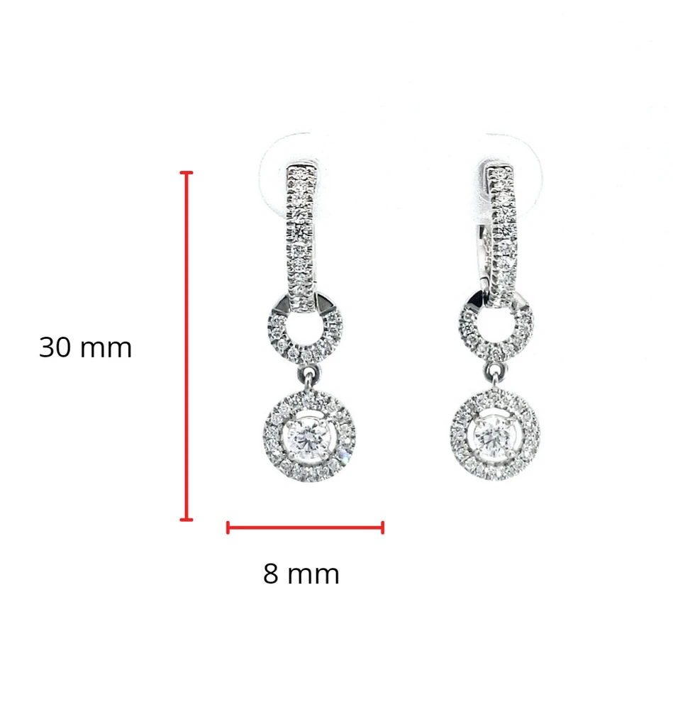 14K White Gold 0.93cttw Diamond Drop Earrings