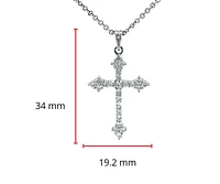 10/14K White Gold 0.85cttw Diamond Cross Pendant, 18"