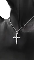 10/14K White Gold 0.85cttw Diamond Cross Pendant, 18"