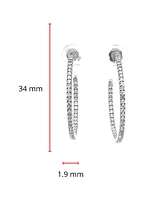14K White Gold 0.74cttw Diamond Hoop Earrings