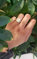 14K White Gold 1.64cttw Fancy Yellow  Cushion Cut Diamond Halo Engagement Ring, Size 6.5