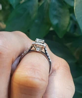 14K White Gold 0.99cttw Princess Cut Diamond Halo Engagement Ring