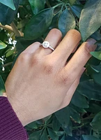 14K White Gold 0.67cttw Round Brilliant Cut Diamond Halo Engagement Ring