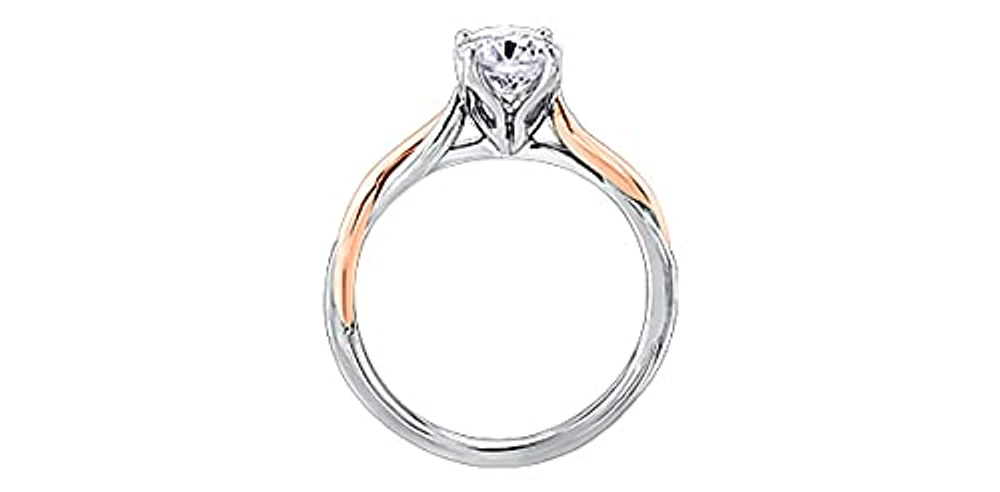 18K White & Rose Gold 0.60cttw Canadian Diamond Engagement Ring, size 6.5