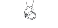 10K White Gold 0.10cttw Canadian Diamond Heart Pendant, 18"