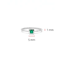 10K White Gold 0.15cttw Genuine Emerald Princess Cut Ring, size 6.5