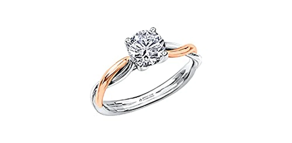 18K White & Rose Gold 0.60cttw Canadian Diamond Engagement Ring, size 6.5