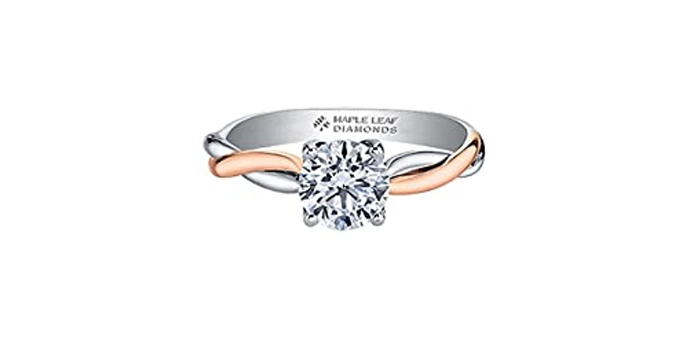 18K White & Rose Gold 0.60cttw Canadian Diamond Engagement Ring, size 6.5