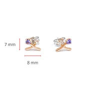 14K White & Rose Gold 0.16cttw Genuine Tanzanite & 0.05cttw Canadian Diamond Earrings