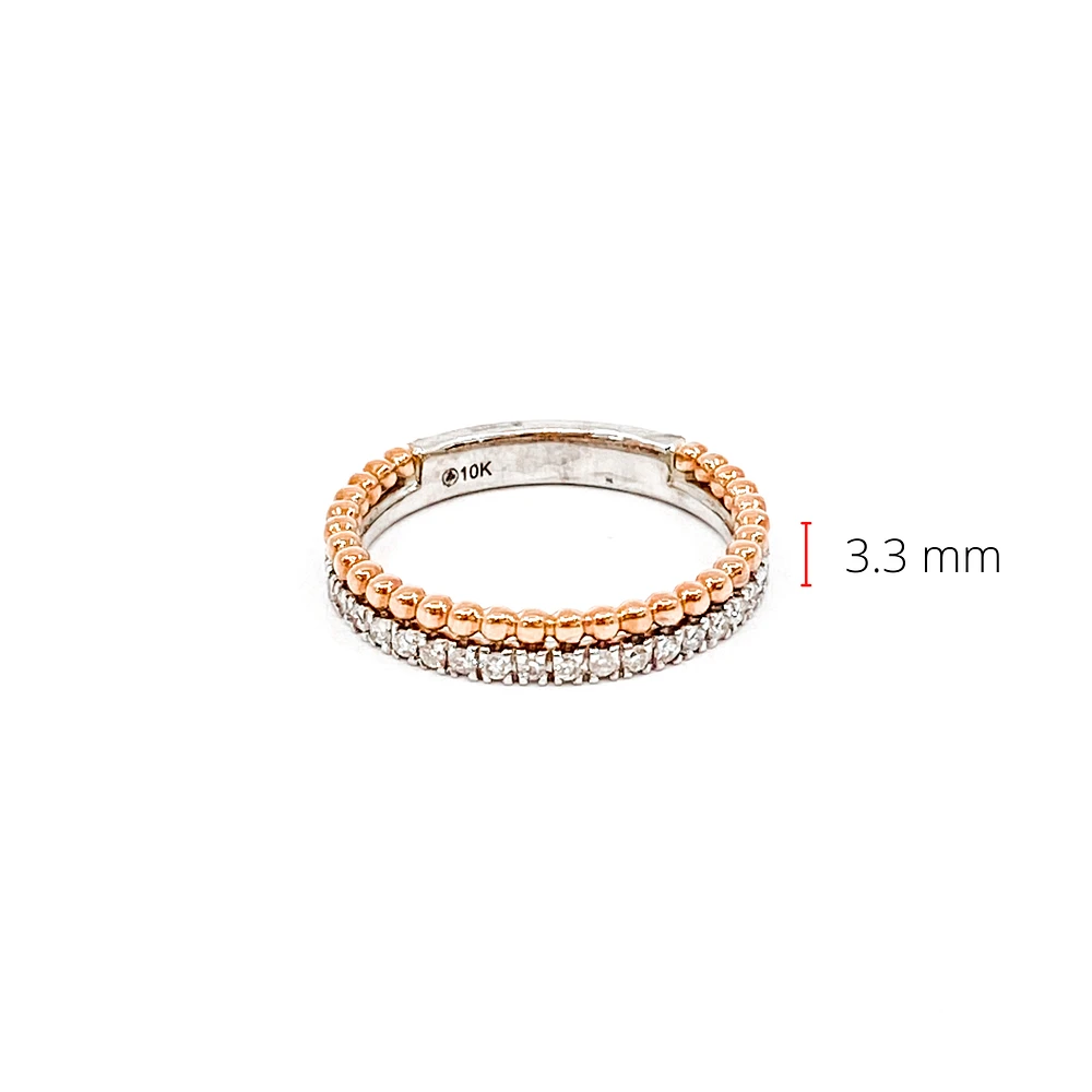 10K Rose & White Gold 0.30cttw Diamond Band, size 6.5