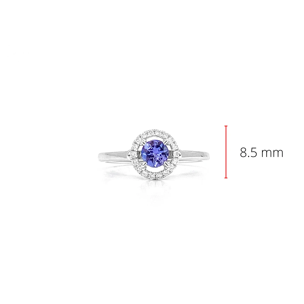 10K White Gold 0.42cttw Tanzanite and 0.10cttw Diamond Ring, size 6.5