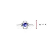 10K White Gold 0.42cttw Tanzanite and 0.10cttw Diamond Ring, size 6.5