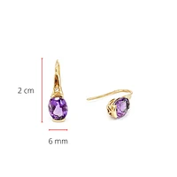 10K Yellow Gold 2.40cttw Genuine Amethyst and 0.02cttw Diamond Dangle / Drop Earrings