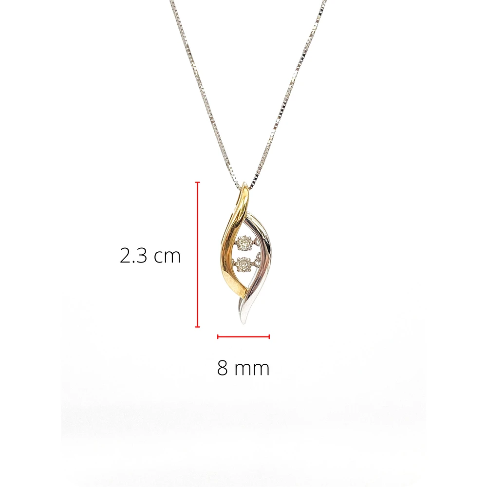 10K White & Yellow Gold 0.02cttw Diamond Pulse Pendant, 18"
