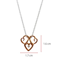 10K Rose & White 0.043cttw Canadian Diamond Triple Heart Pendant, 18"
