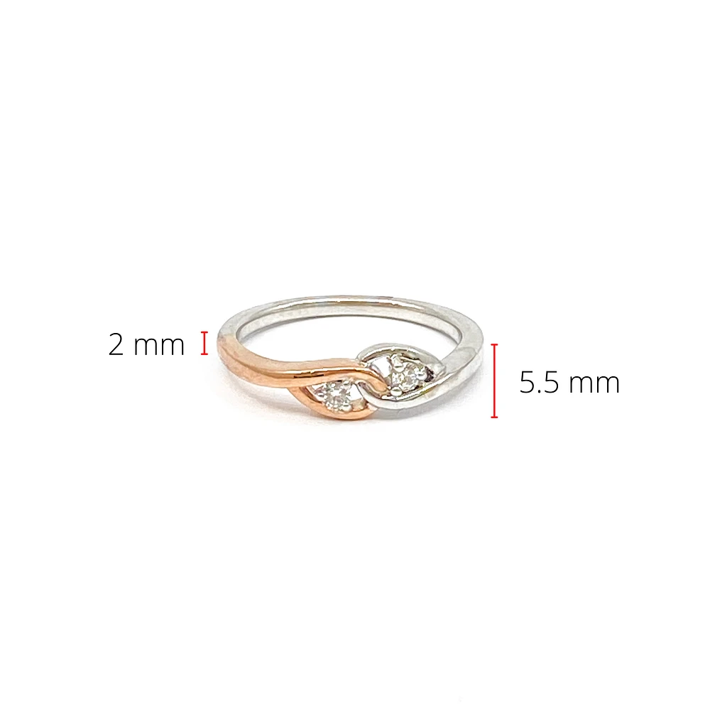 10K White & Rose Gold 0.10cttw Diamond Ring, size 6.5