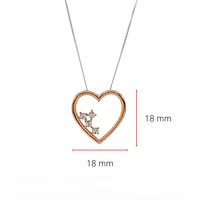 10K White & Rose Gold 0.02cttw Diamond Heart Pendant, 18"