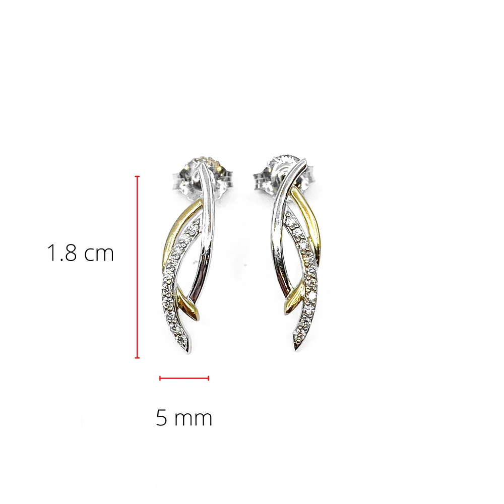 10K Yellow & White Gold 0.10cttw Diamond Dangle Drop Earrings