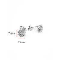 10K White Gold 0.50cttw Diamond Halo Pulse Earrings