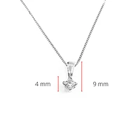 14K White Gold 0.17cttw Princess Cut Square Cut Canadian Diamond Necklace, 18”