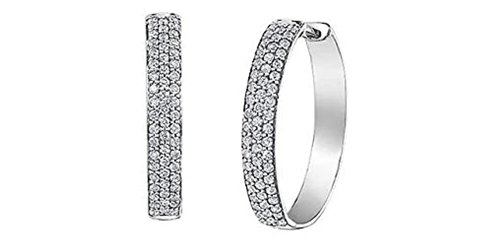 10K White Gold Diamond Hoop / Huggie Earring 0.50cttw