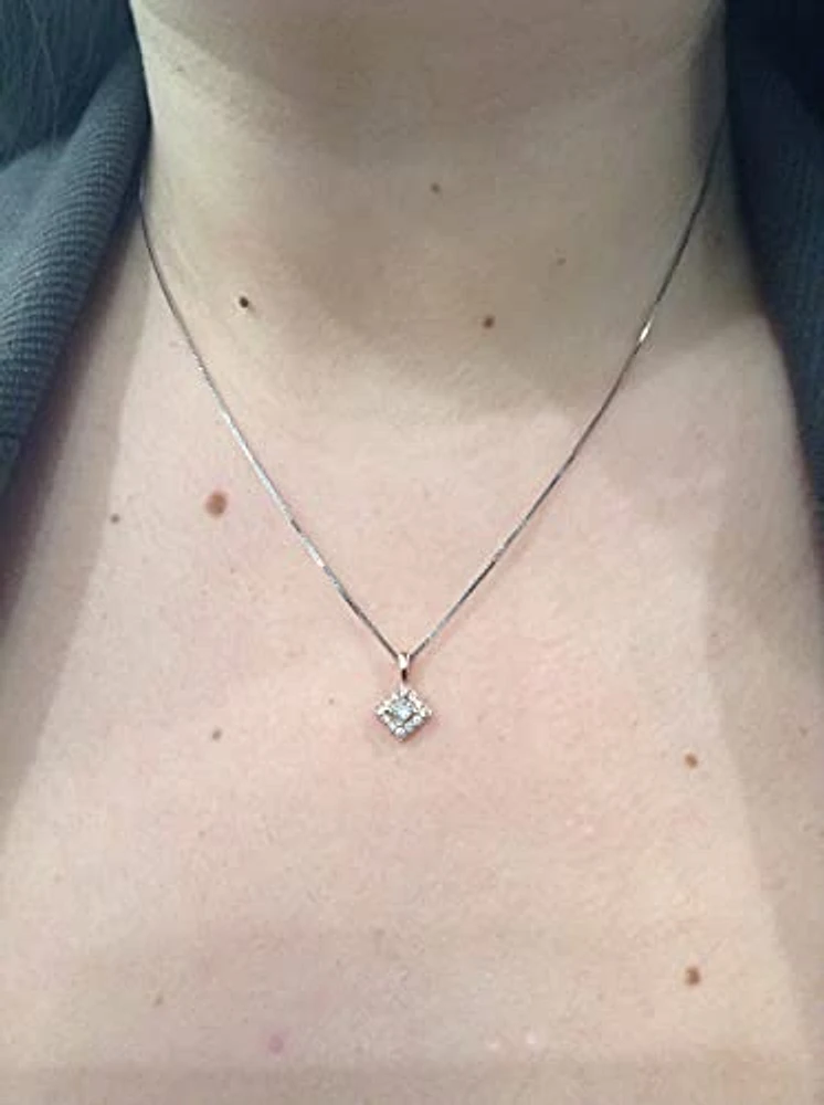 14K White & Rose Gold 0.30cttw Canadian Diamond Halo Necklace, 18"